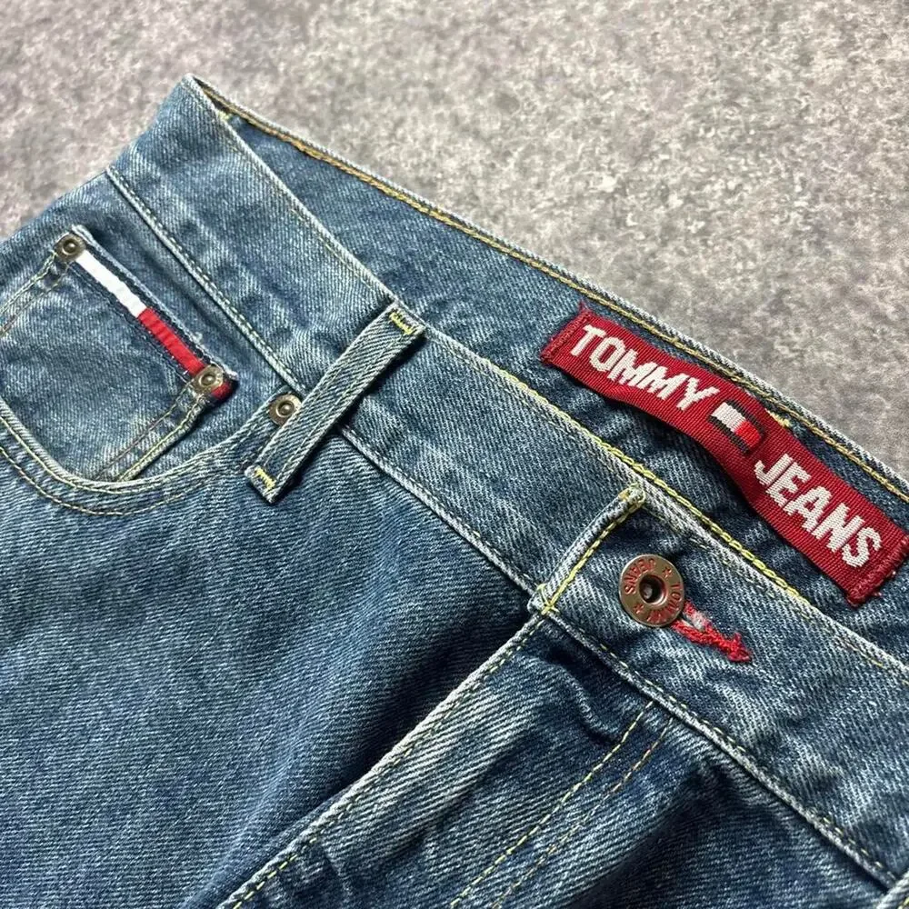 Vintage Tommy Hilfiger Tommy Jeans Men’s 34 Baggy Blue Denim Y2K Flag Logo